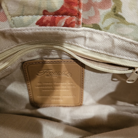 Floral print Fossil canvas and woven straw handbag - Picture 7 of 10